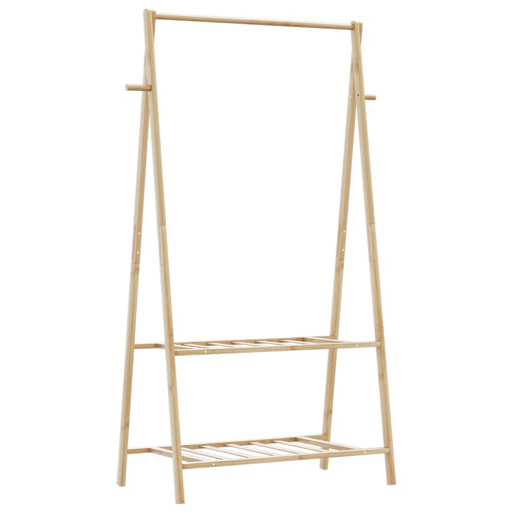 Kleiderständer mit Ablagen und Rollen 96x45,5x155,5 cm Bambus