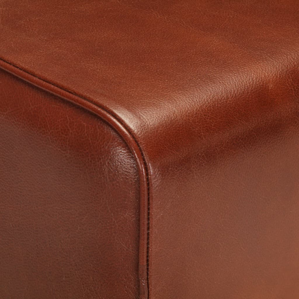 Bank Turnbock-Design 160cm Braun Echtleder Massivholz Akazie