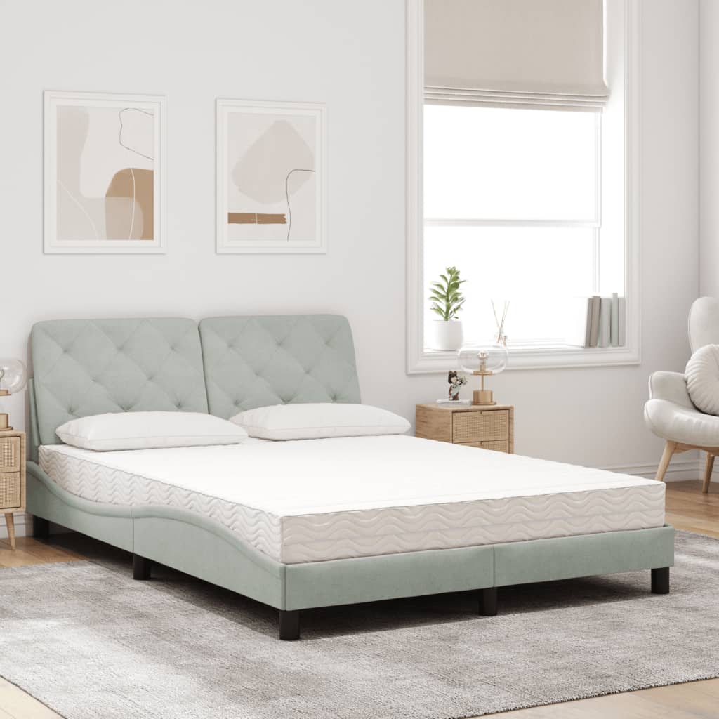 Bett mit Matratze Hellgrau 80x200 cm Samt