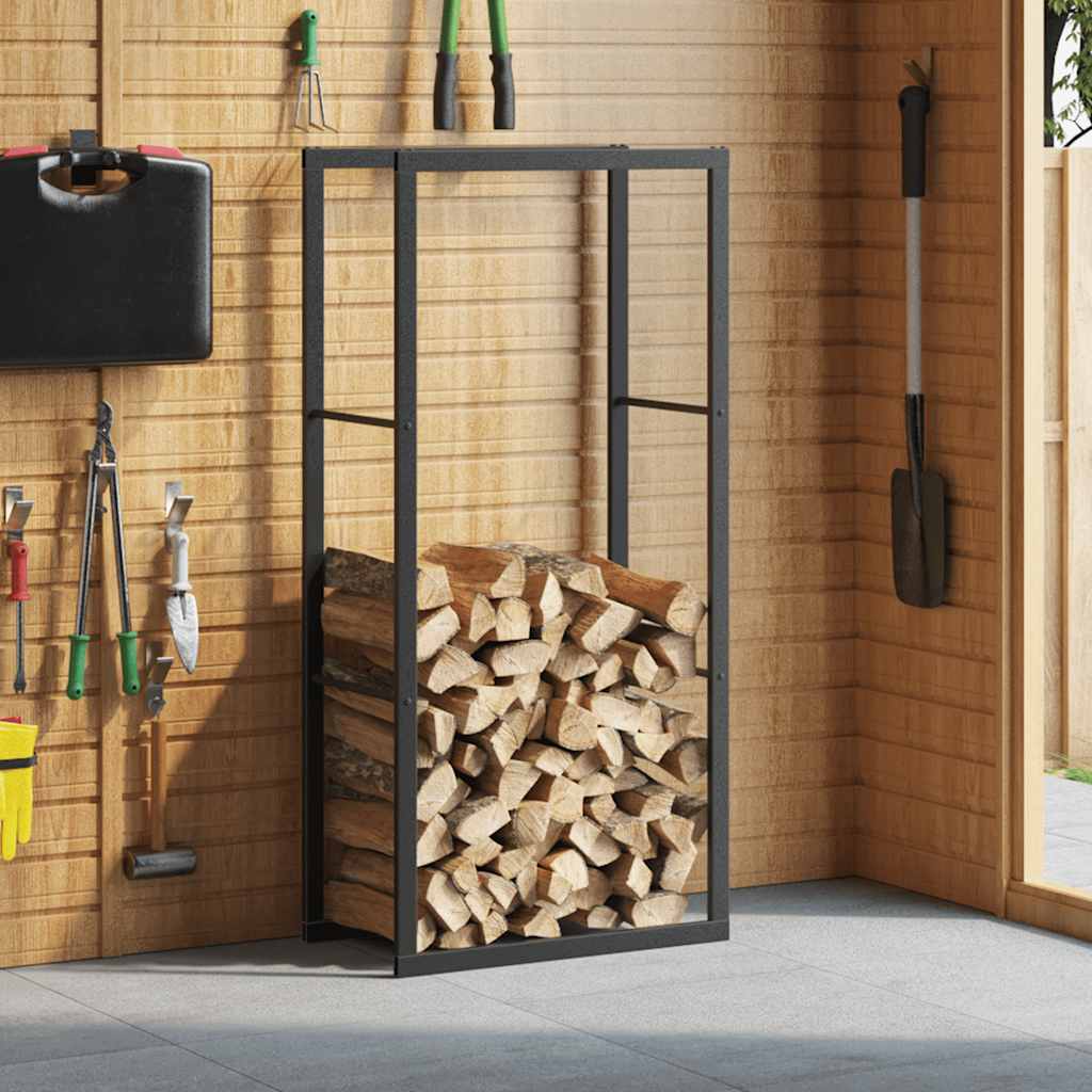 Brennholzregal Schwarz 55x30x61 cm Stahl