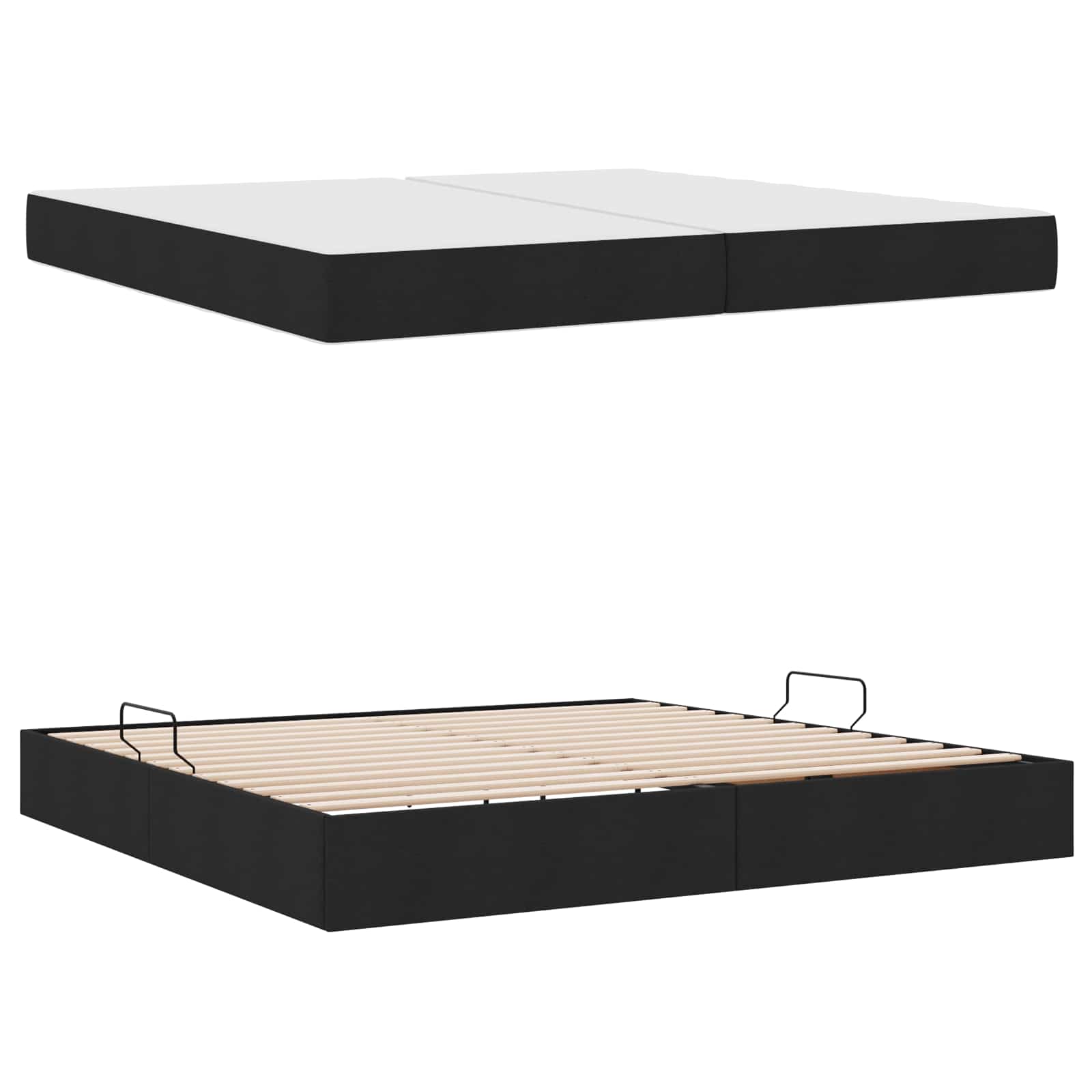 Aufbewahrungsbett mit Matratze Hellgrau 90 x 190 cm Polyester
