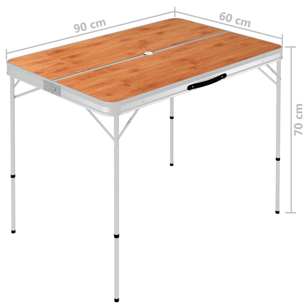 Klappbarer Campingtisch mit 2 Sitzbänken Aluminium Weiß
