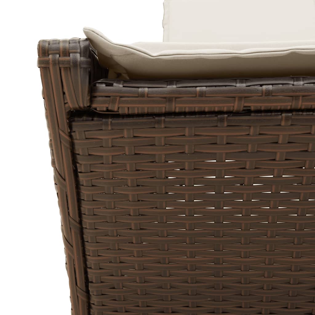Doppel-Sonnenliege mit Kissen Schwarz Poly Rattan