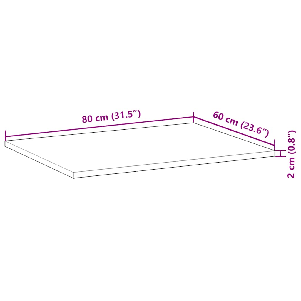 Schreibtischplatte Unbehandelt 60x50x2 cm Massivholz Akazie