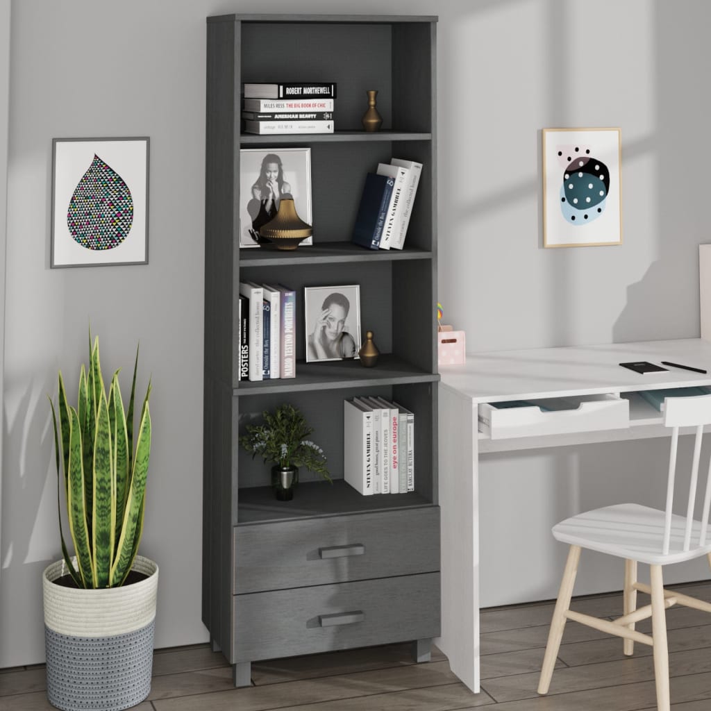 Highboard HAMAR Honigbraun 60x35x180 cm Massivholz Kiefer