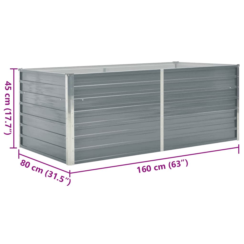 Hochbeet 160 x 80 x 77 cm Verzinkter Stahl Grau