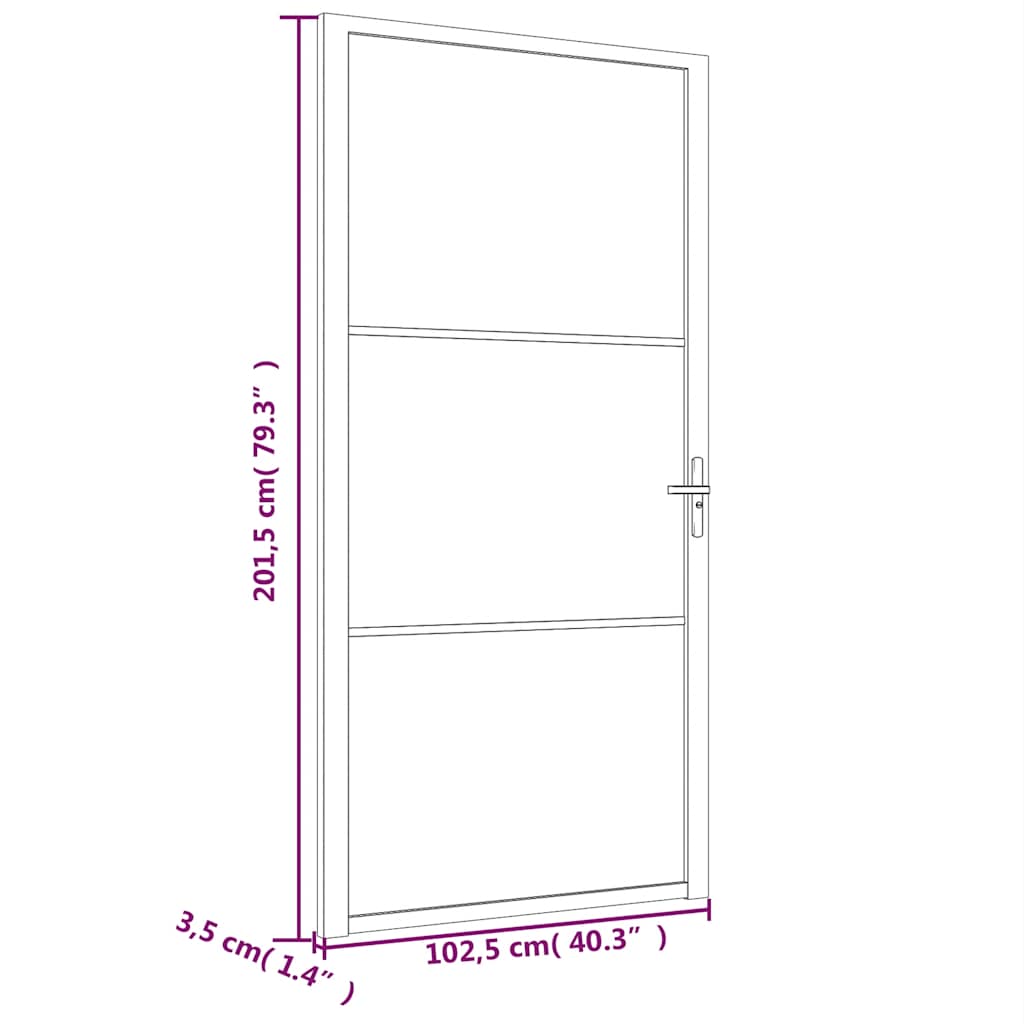 Innentür ESG Glas und Aluminium 76x201,5 cm Schwarz