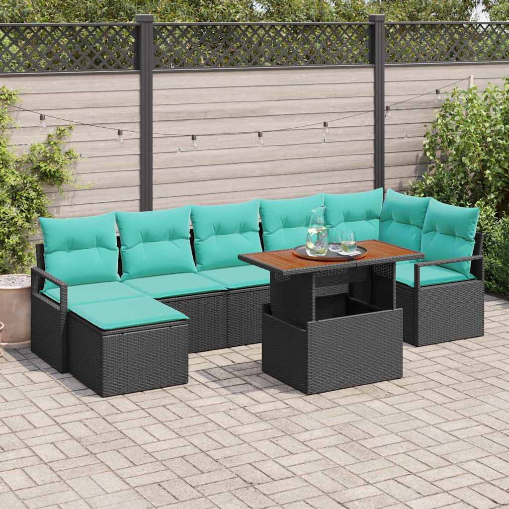 Garten Essgruppe mit Kissen 8 pcs Grau und Marineblau