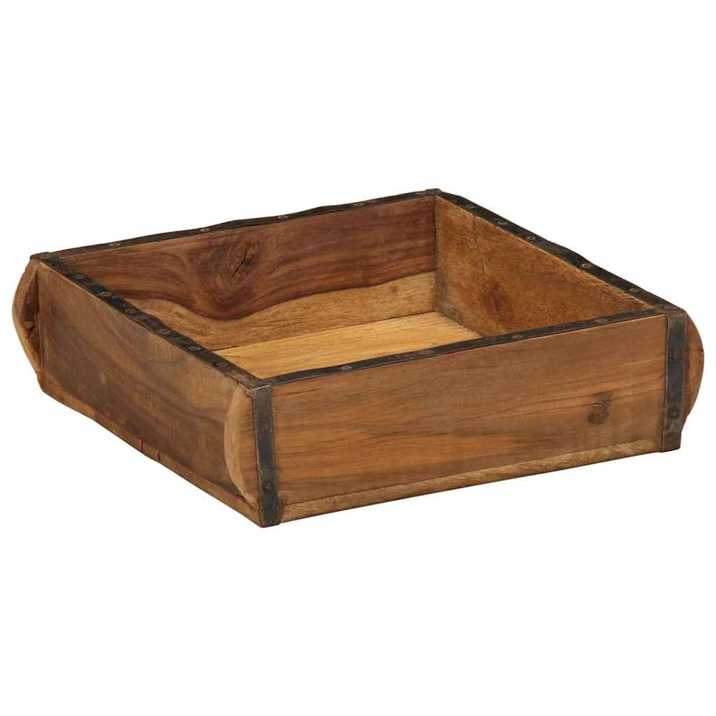 Tablett Braun 30 x 15 x 9 cm Massives upgecyceltes Holz