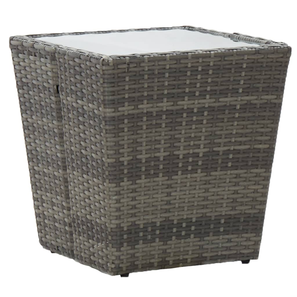 Beistelltisch Beige 41,5x41,5x44 cm Poly Rattan und Hartglas