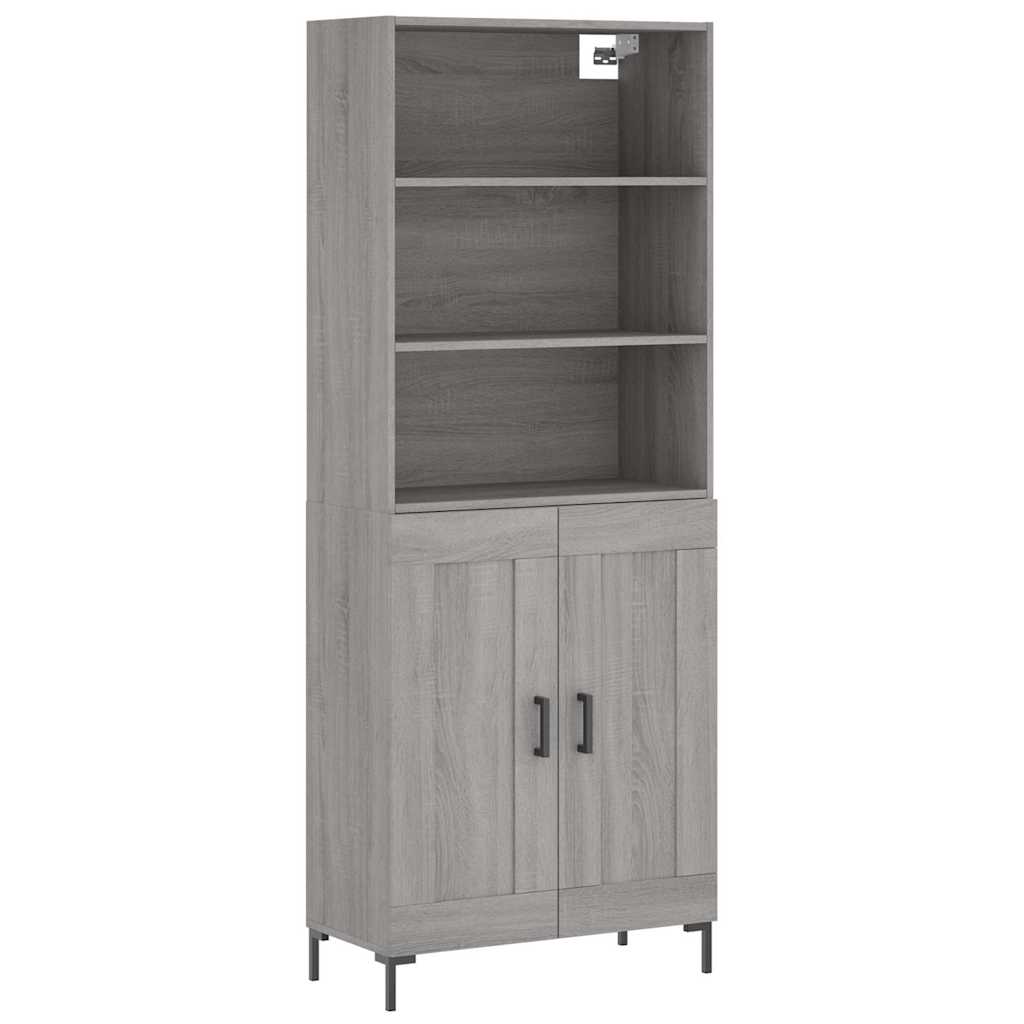 Highboard Hochglanz-Weiß 69,5x34x180 cm Holzwerkstoff