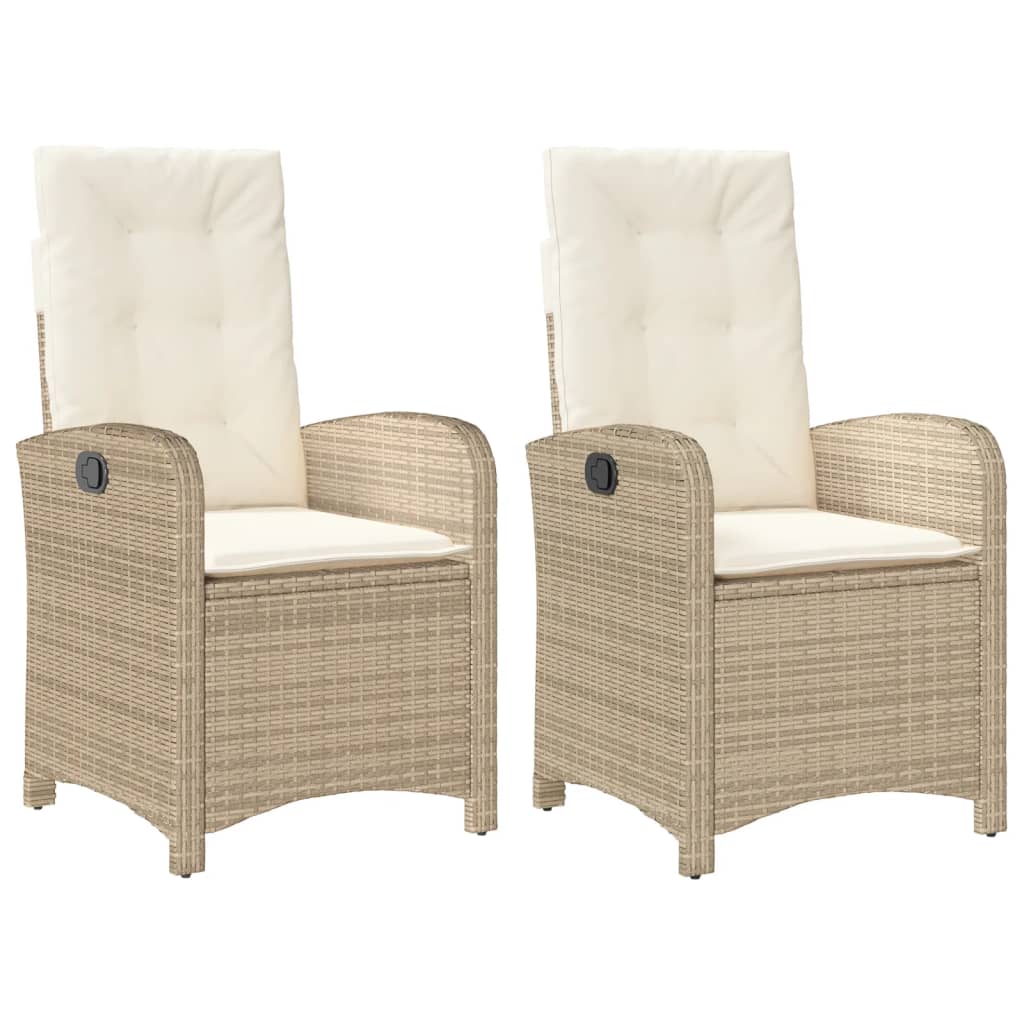 Gartensessel Verstellbar mit Kissen Schwarz Poly Rattan