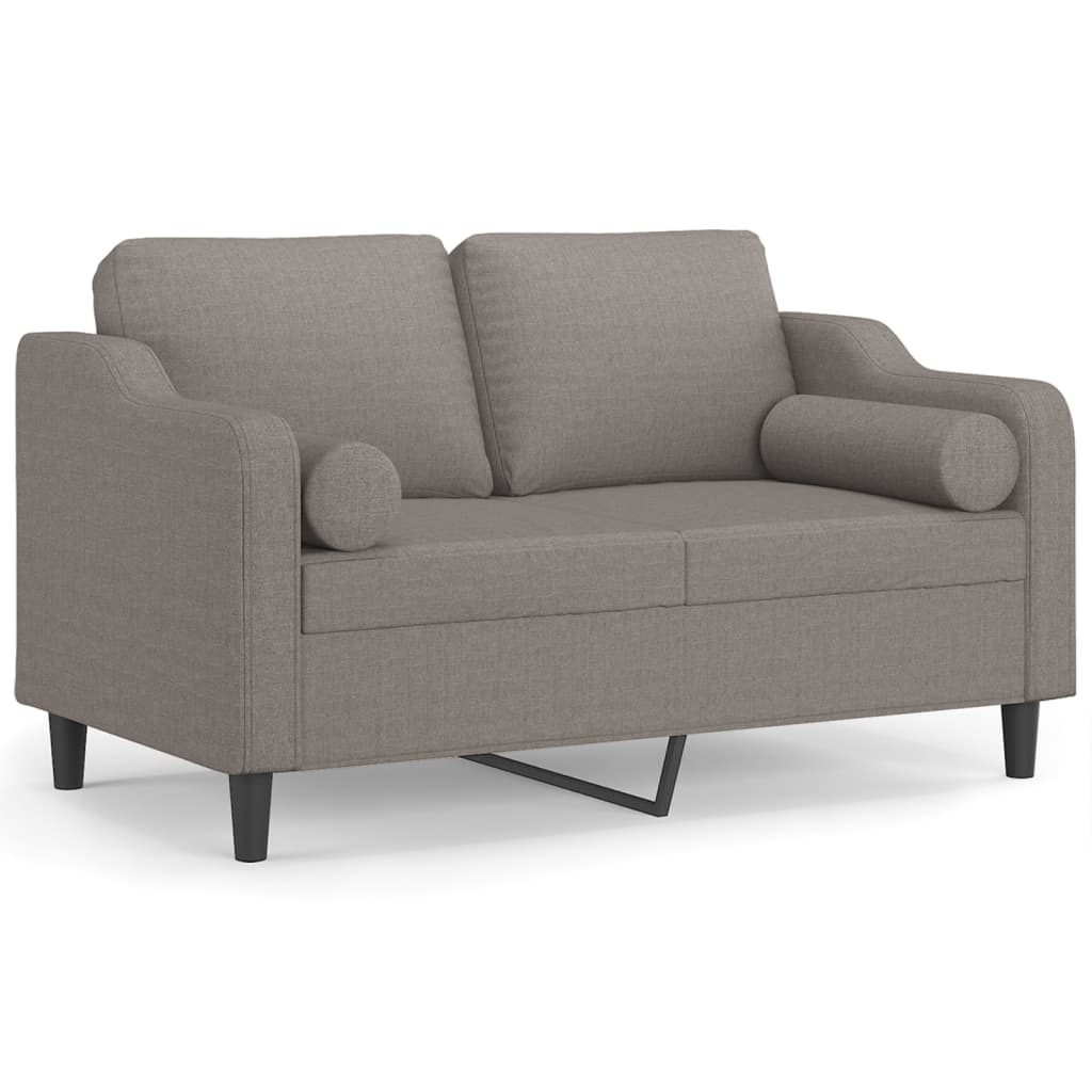 2-Sitzer-Sofa mit Zierkissen Braun 120 cm Stoff
