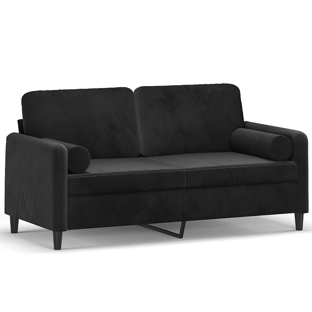 2-Sitzer-Sofa mit Zierkissen Dunkelgrün 120 cm Samt