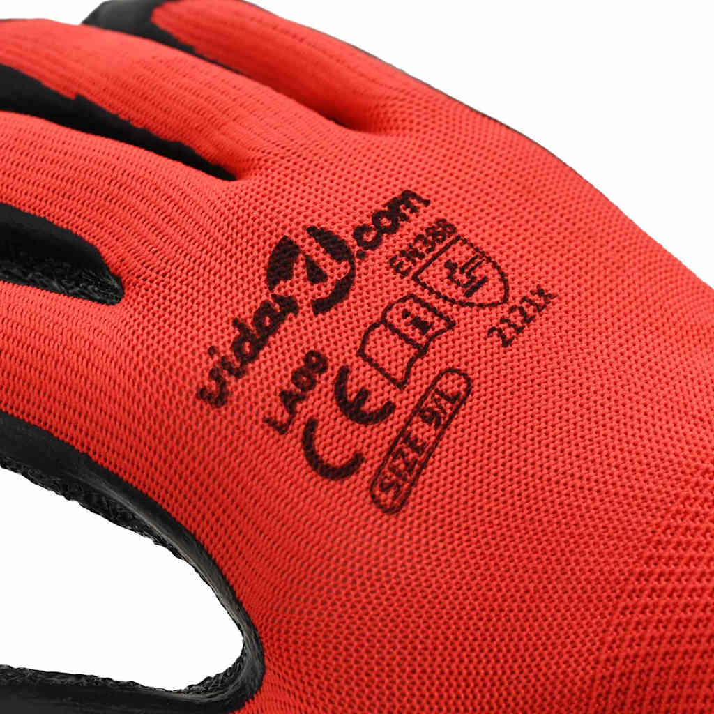 Arbeitshandschuhe 12 pcs Rot und Schwarz 7 / S Latexbeschichtung