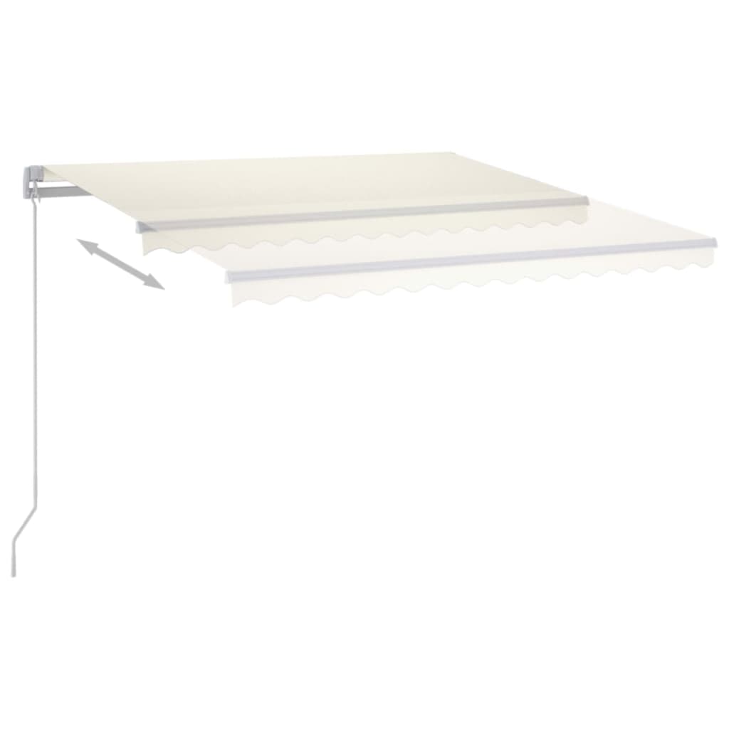 Markise Manuell Einziehbar mit LED 300x250 cm Blau und Weiß