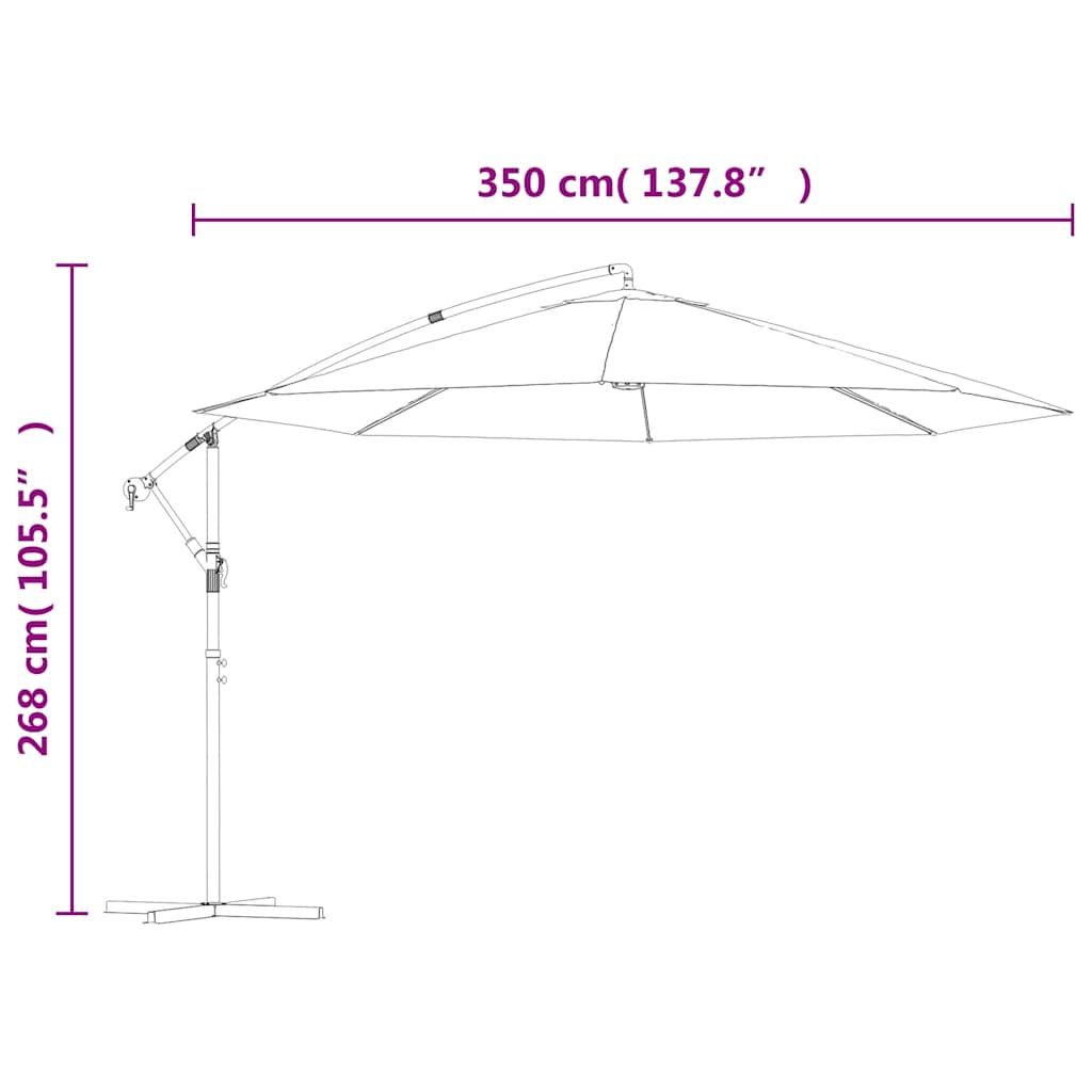 Ampelschirm mit Aluminium-Mast 350 cm Taupe