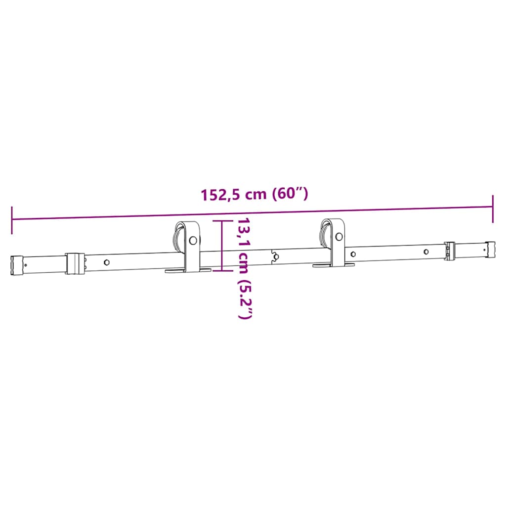 Schiebetürbeschlag-Set 183 cm Stahl Schwarz