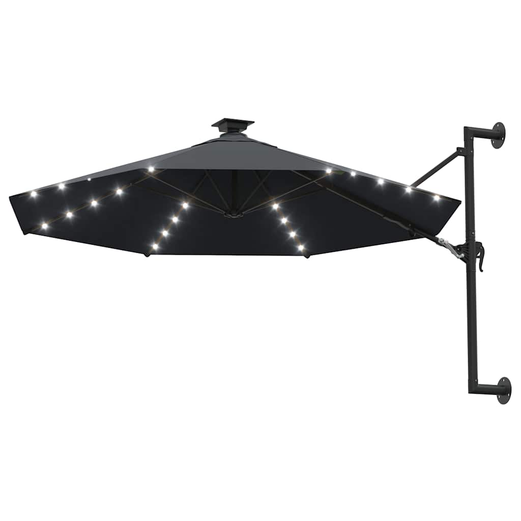 Sonnenschirm zur Wandmontage mit LEDs 300 cm Grün