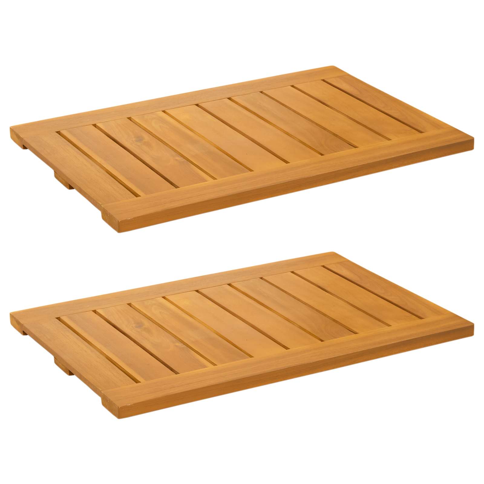 Badematte Uni Braun 60 x 40 cm Massives Akazienholz