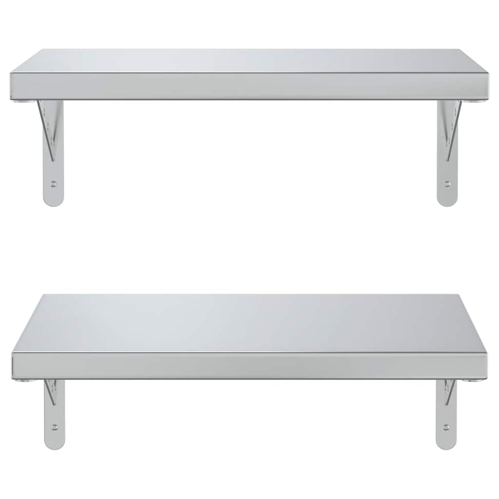 Wandregale 2 Stk. 100x40 cm Silbern Edelstahl