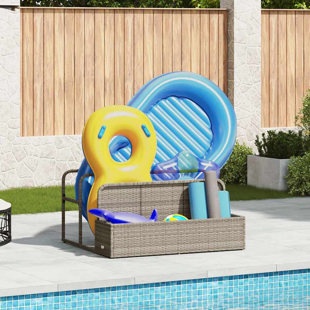 Pool Aufbewahrungsbehälter Schwarz 110x100x57 cm Poly Rattan
