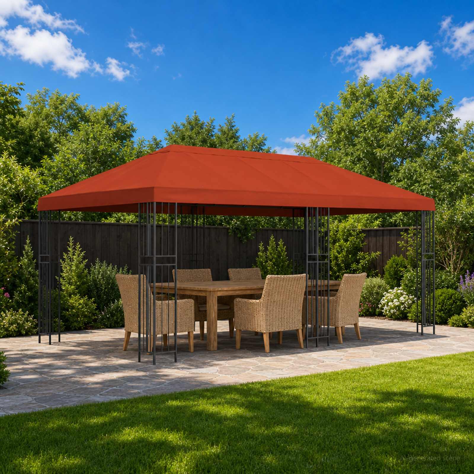 Pavillon mit Seitenwänden 6 x 3 m Beige Polyester und Stahl 190
