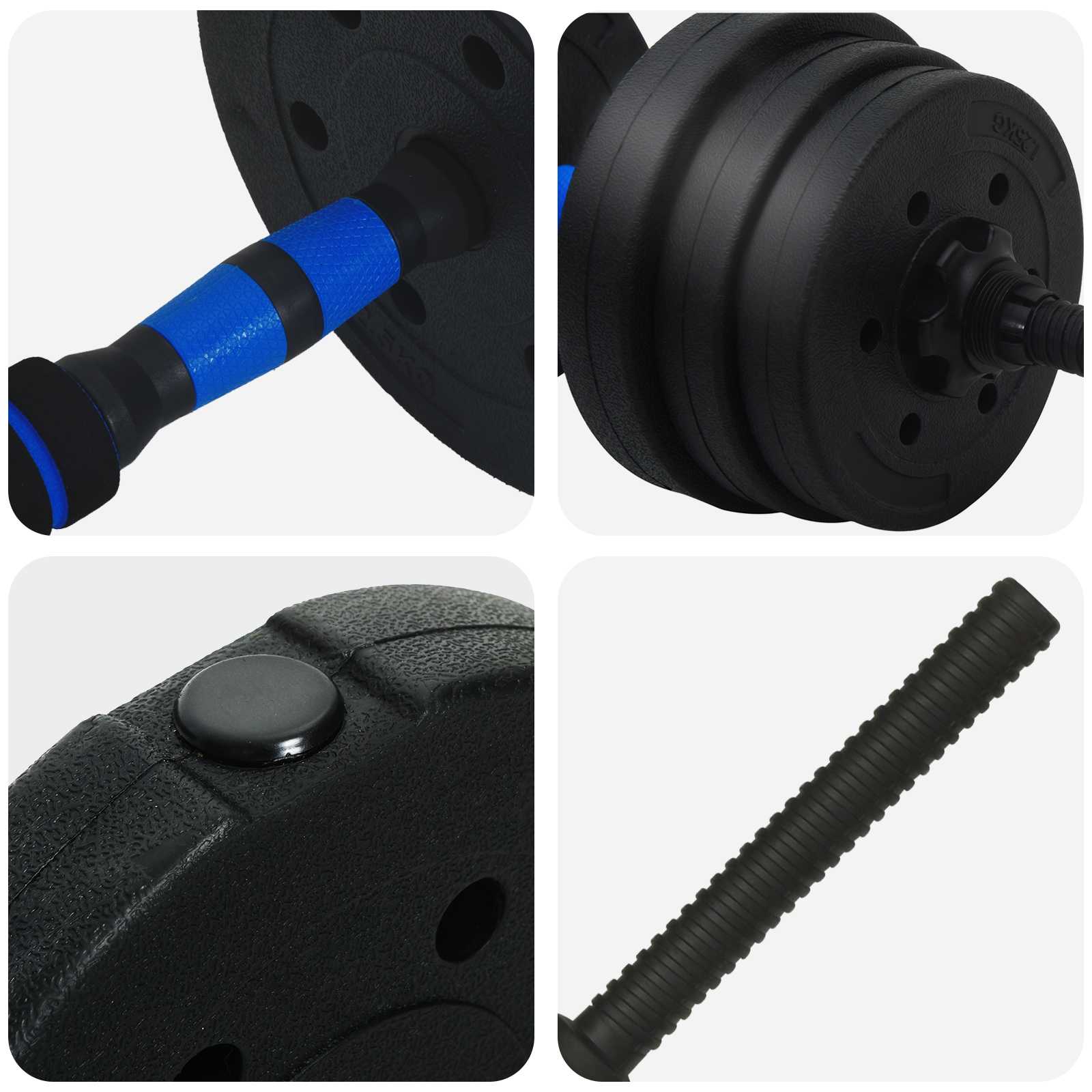2-in-1 Hantelset 30kg Schwarz und Rot Zement und Eisensand