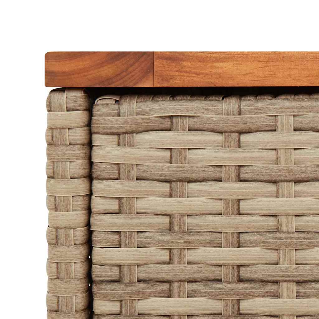 Garten-Beistelltisch mit Glasplatte Schwarz 58x27,5x55cm Rattan