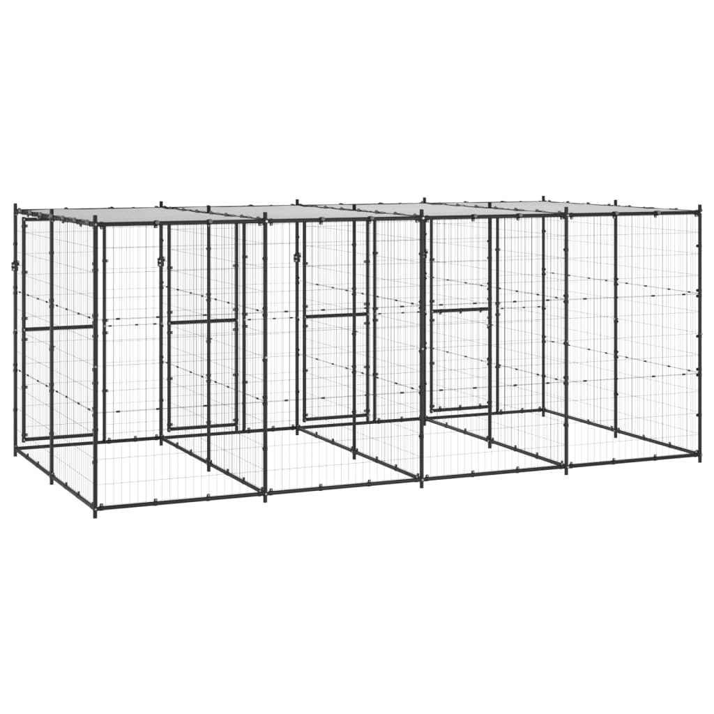 Outdoor-Hundezwinger Stahl mit Überdachung 110x220x180 cm