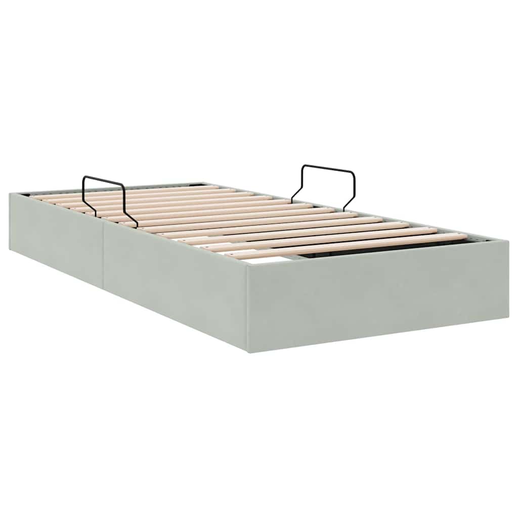 Aufbewahrungsbett mit Matratze Dunkelgrau 100 x 190 cm Samt