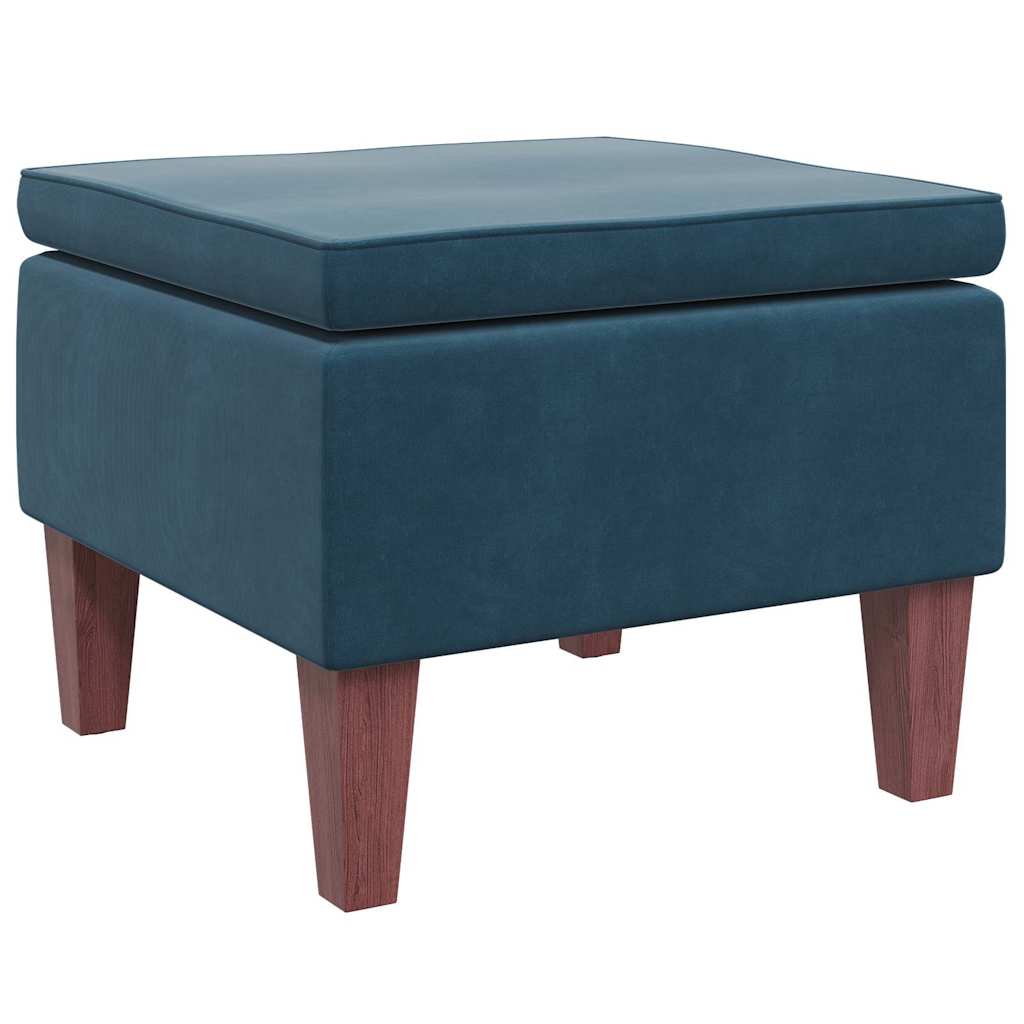 Hocker mit Holzbeinen Dunkelgrau Samt