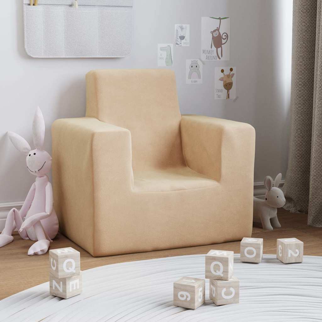 Kindersofa Hellgrau Weich Plüsch