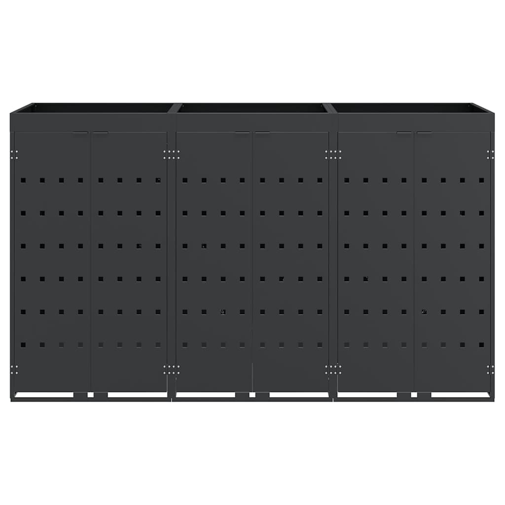 Mülltonnenbox für 2 Tonnen Schwarz 138x79x117 cm Stahl