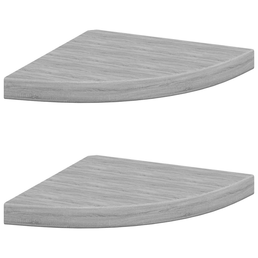 Schwebende Eckregale 2 Stk. Hochglanz-Weiß 25x25x3,8 cm MDF
