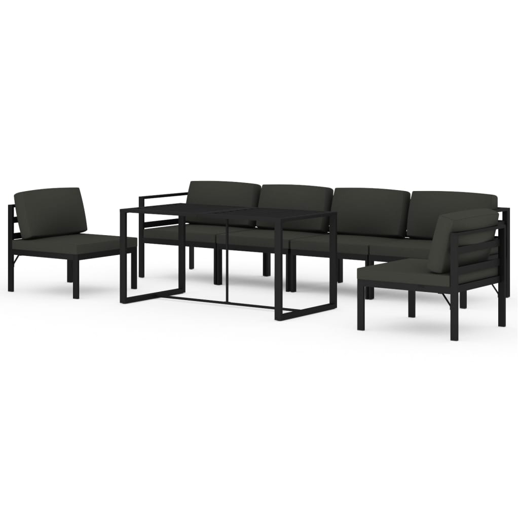10-tlg. Garten-Lounge-Set mit Kissen Aluminium Anthrazit
