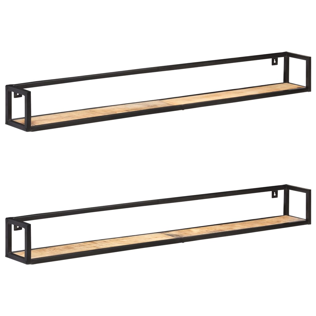 Wandregale 2 Stk. 120 cm Raues Mangoholz