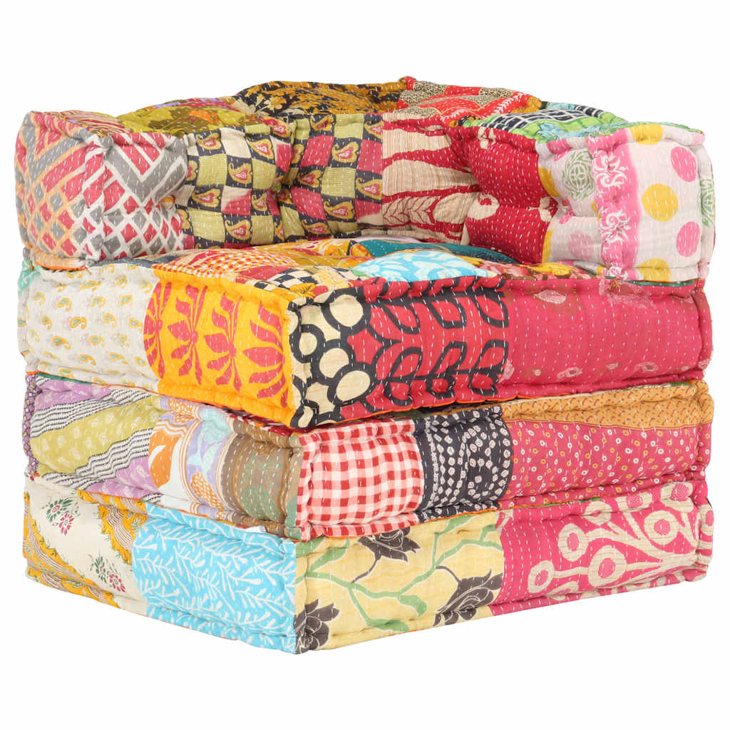 2-Sitzer Modularer Pouf Patchwork Stoff