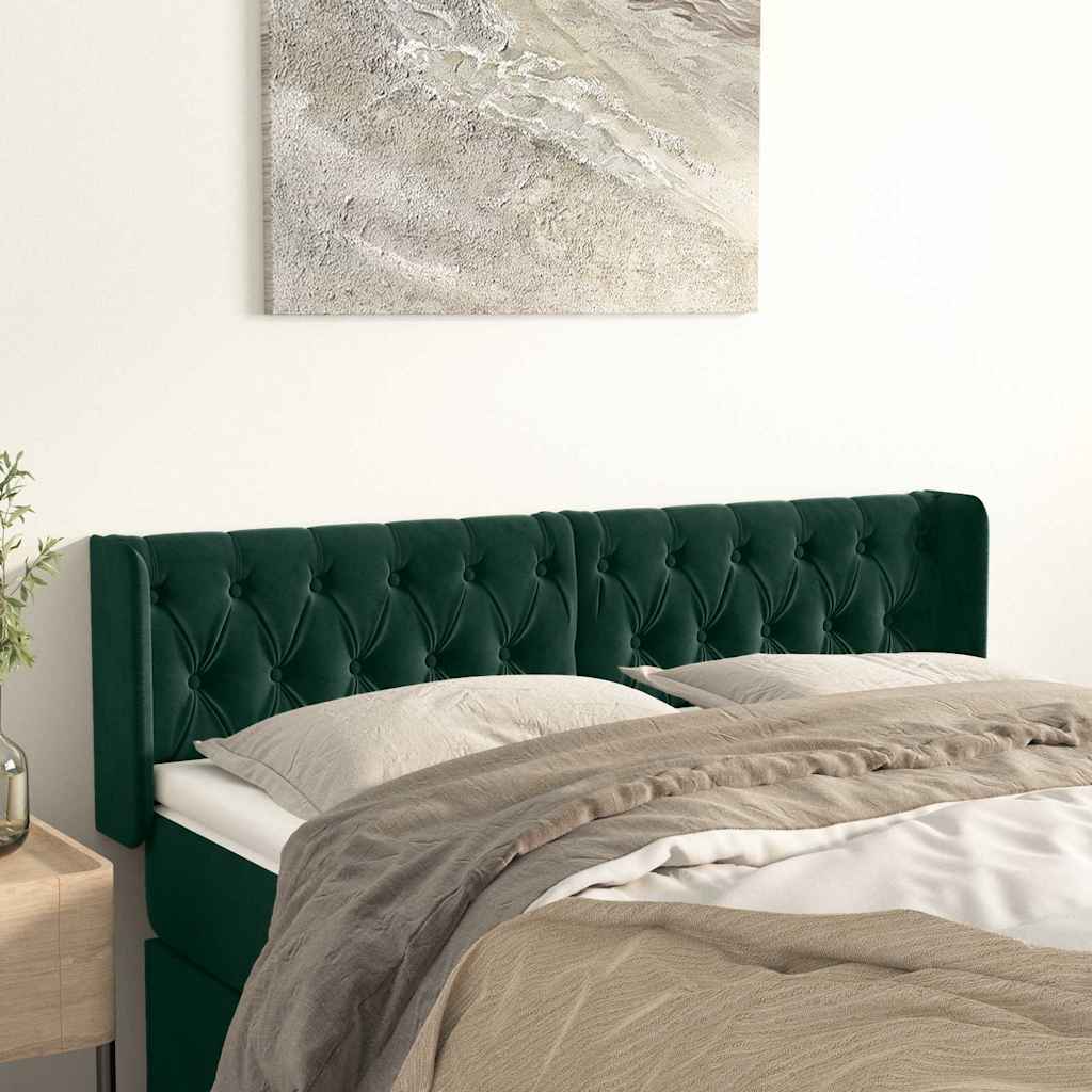 Kopfteil mit Ohren Dunkelblau 93x16x78/88 cm Samt