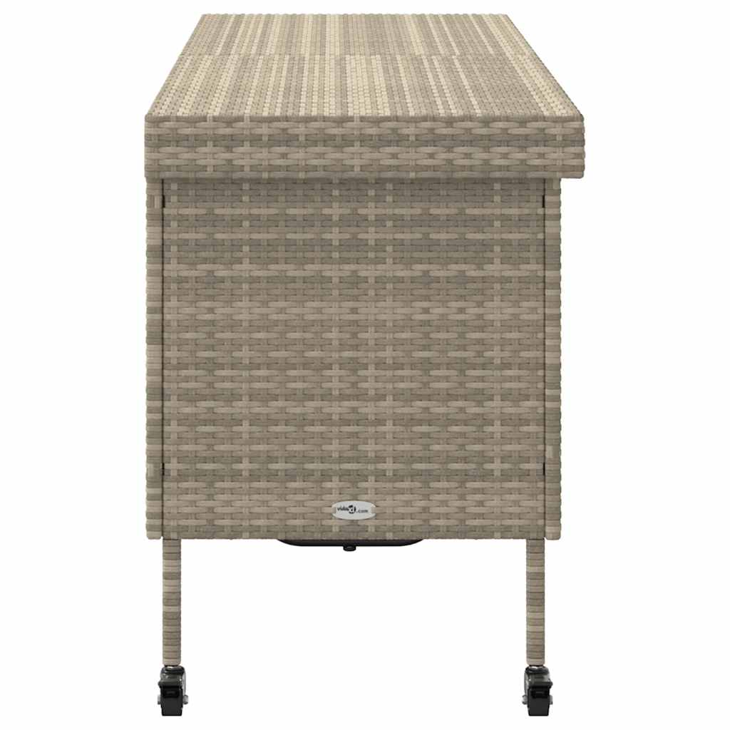 Gartentruhe mit Rollen Schwarz 110x55x73 cm Poly Rattan