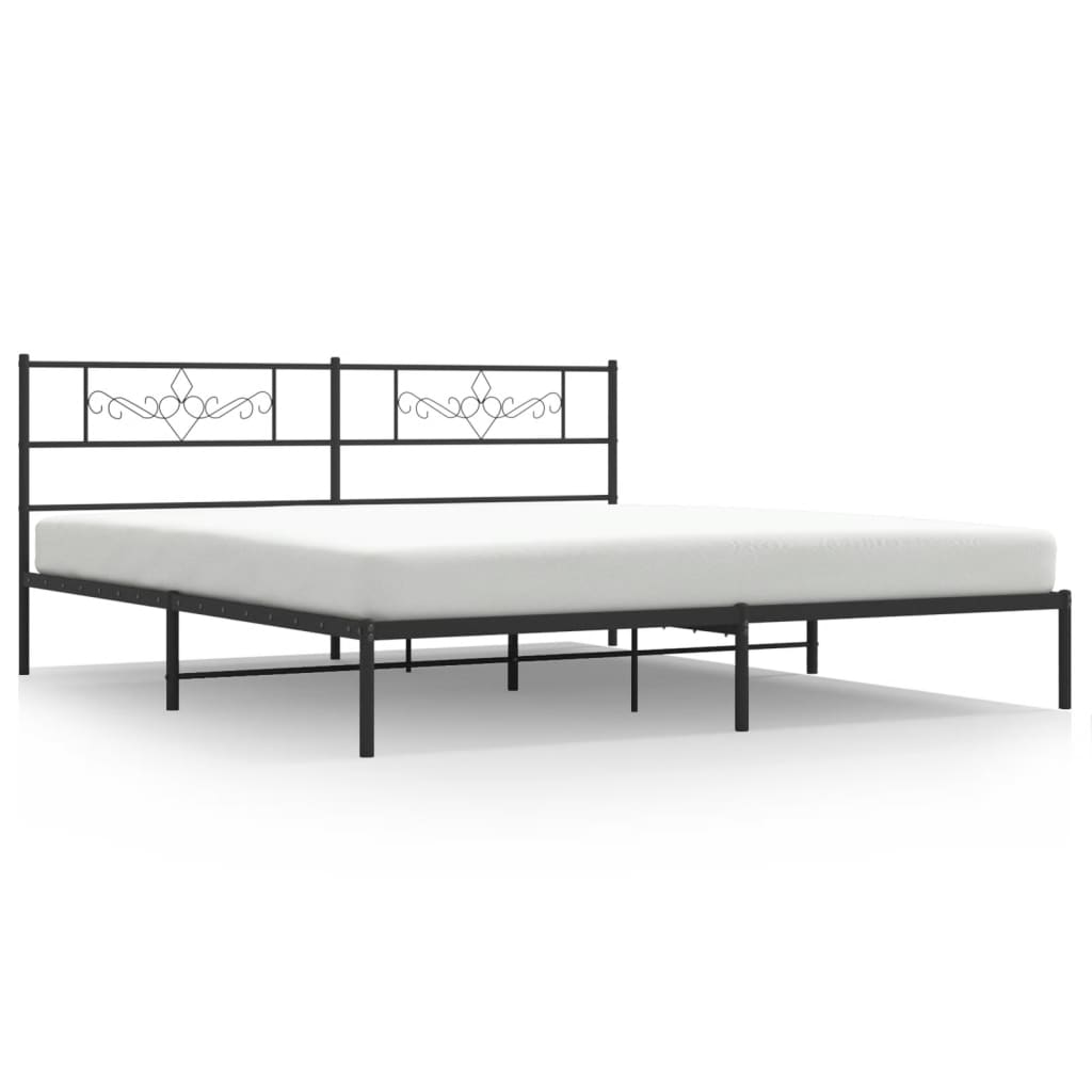 Bettgestell mit Kopfteil Metall Schwarz 100x190 cm