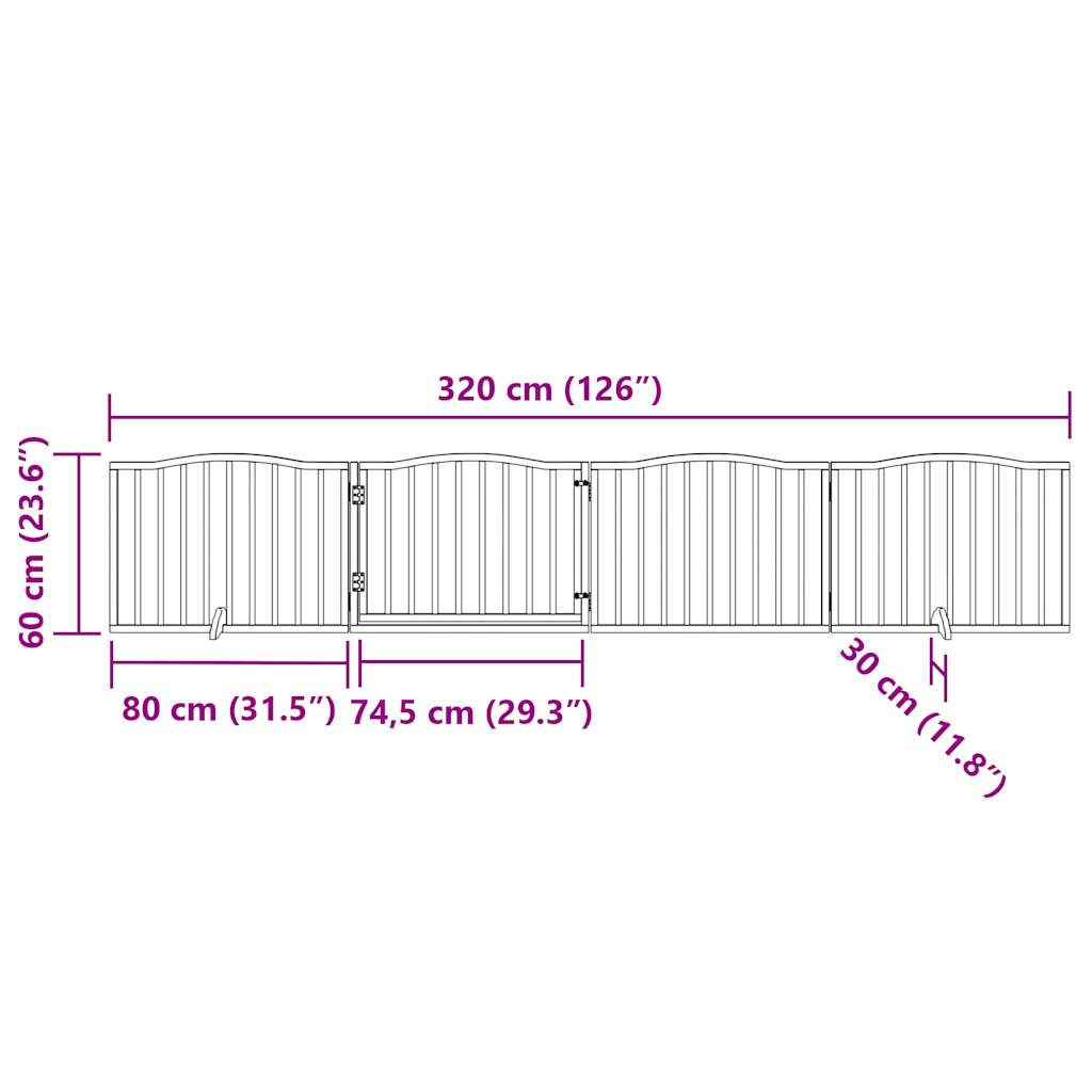 3-tlg. Hundetor Faltbar 150 cm Pappelholz