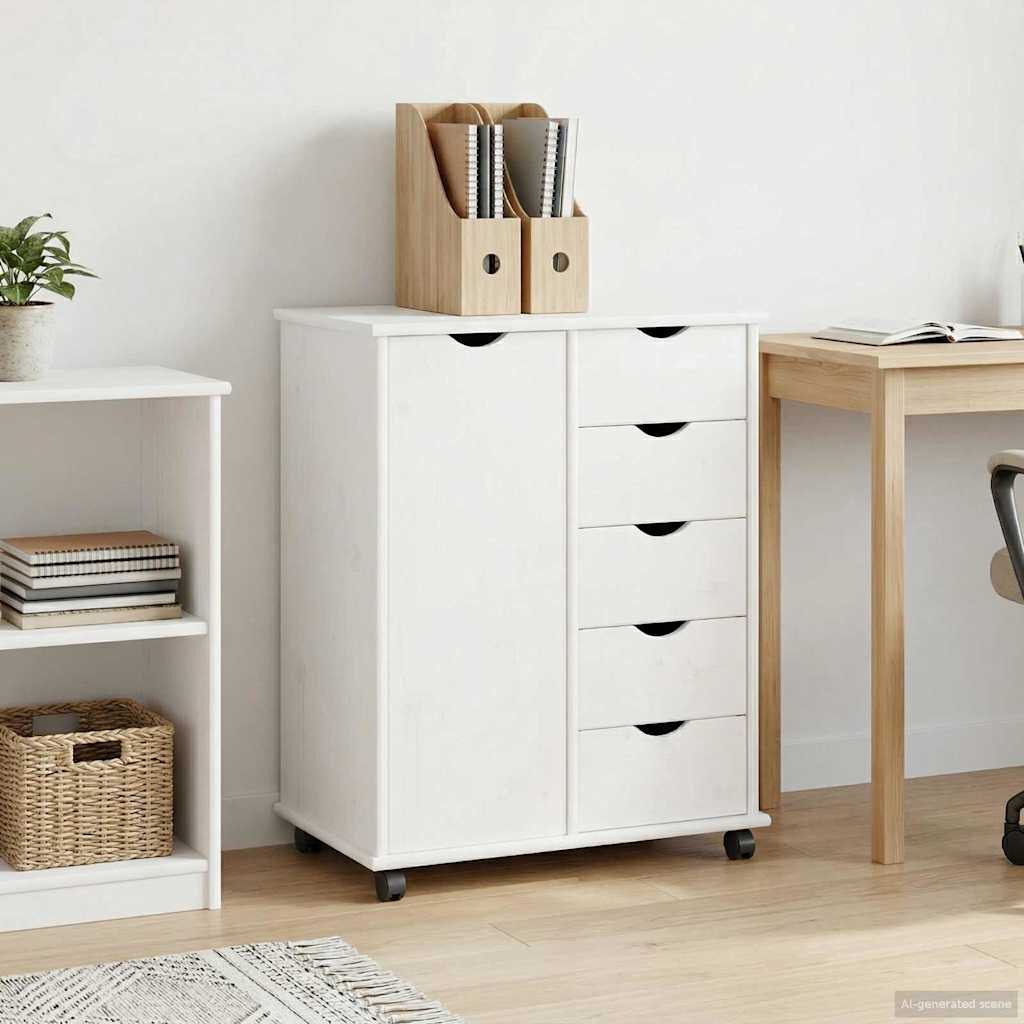 Rollschrank Honigbraun 63,5 x 39 x 79 cm Massivholz Kiefer