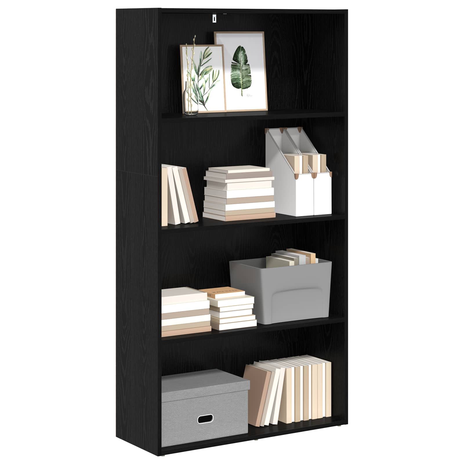 Bücherregal Schwarz Eichen-Optik 80x30x189 cm Holzwerkstoff