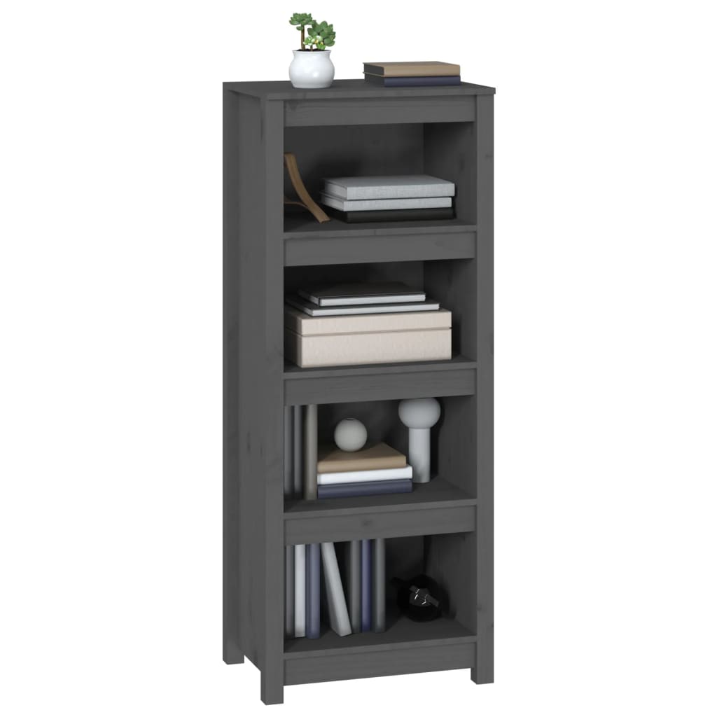 Bücherregal Grau 80x35x68 cm Massivholz Kiefer