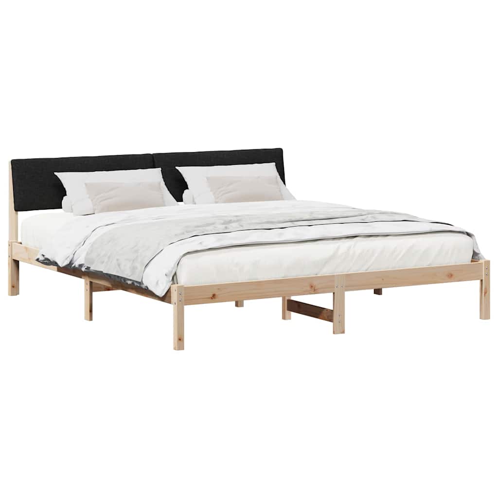 Bettgestell Braun und hellgrau 200 x 200 cm Massivholz Kiefer