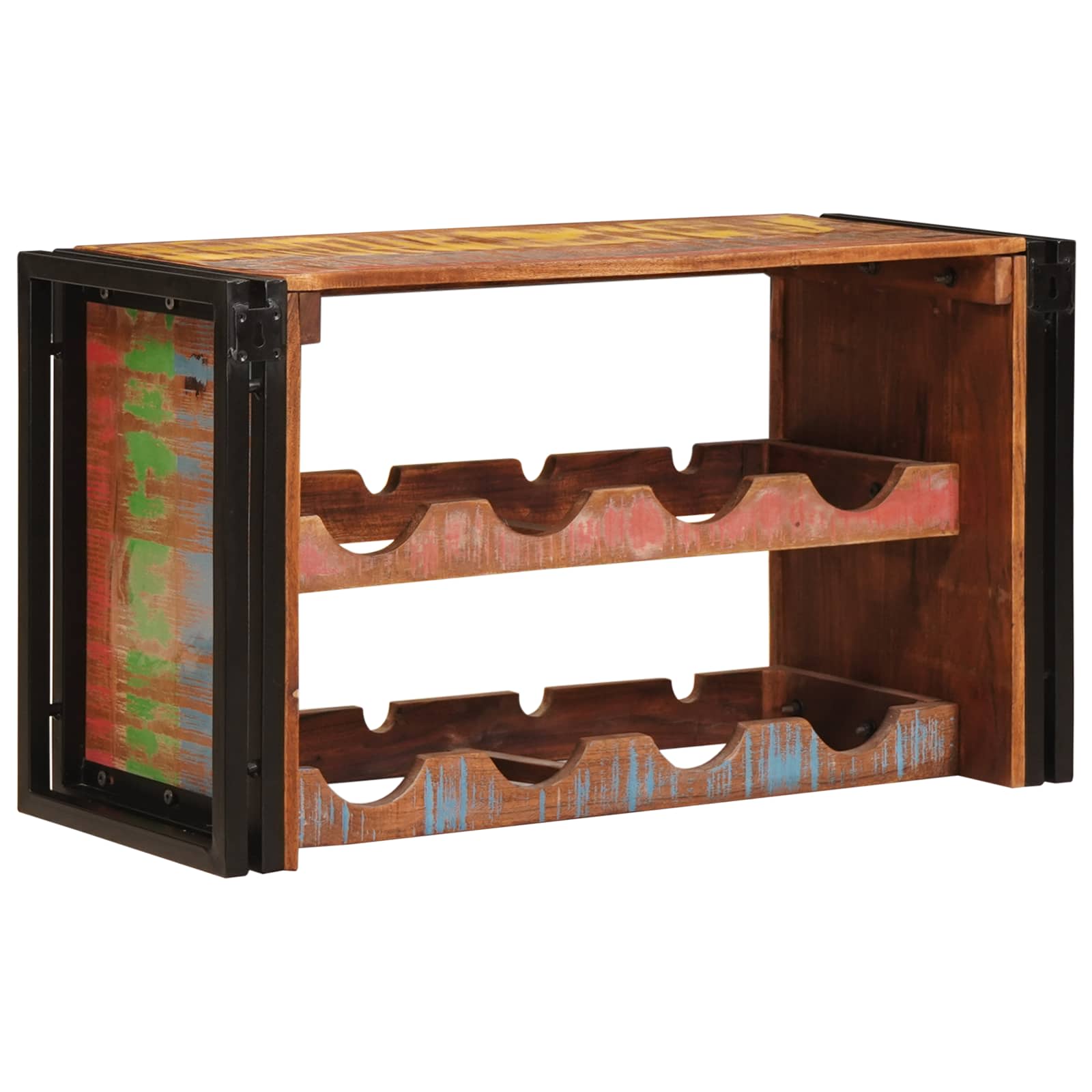 Weinregal Braun 60 x 45 x 33 cm Massives grobes Mangoholz