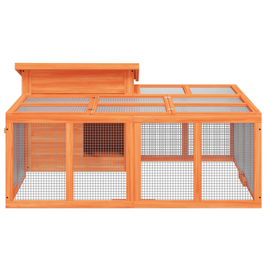 Kaninchenstall Mokka 144x123x67,5 cm Massivholz Kiefer