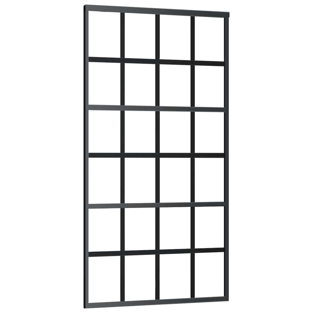 Schiebetür mit Beschlag Schwarz 76x205 cm ESG-Glas