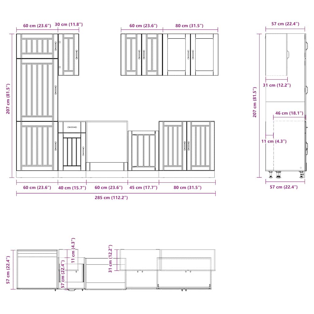 8-tlg. Küchenschrank-Set Lucca Weiß Holzwerkstoff